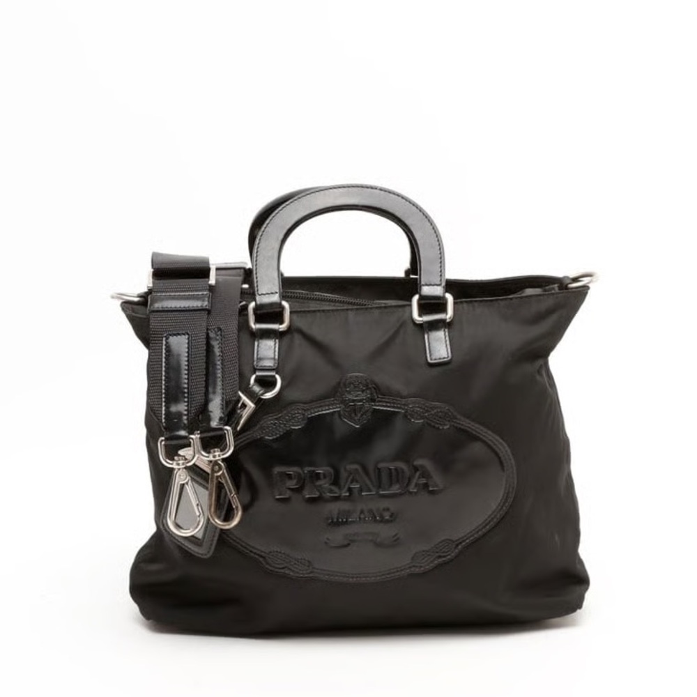 Prada Tessuto Canapa Logo Tote Satchel